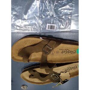 BioStep 9 Cork Footbed Sandals Womens Flip Flops Suede Leather